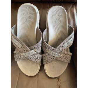 ONCAI‎ Women's Sz 11 Criss Cross Sandals Arch Support Sport Slippers Gray